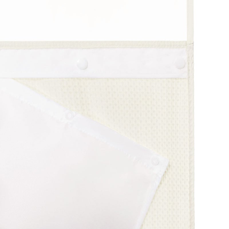 River Dream Heavyweight No Hooks Required Dotted Waffle Weave Shower Curtain with Snap in Liner - 71W x 74H,Hotel Grade,Spa Like Bath Curtain,Cream - Image 5